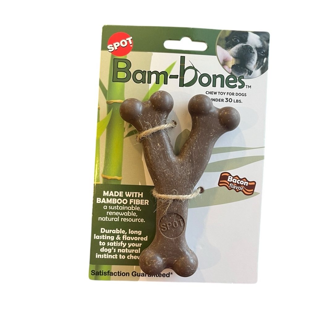 Nwt 3 SPOT Bam-bones Dog Chew Toy 5.25 in - Bacon Flavor for Dogs under … - Picture 2 of 2